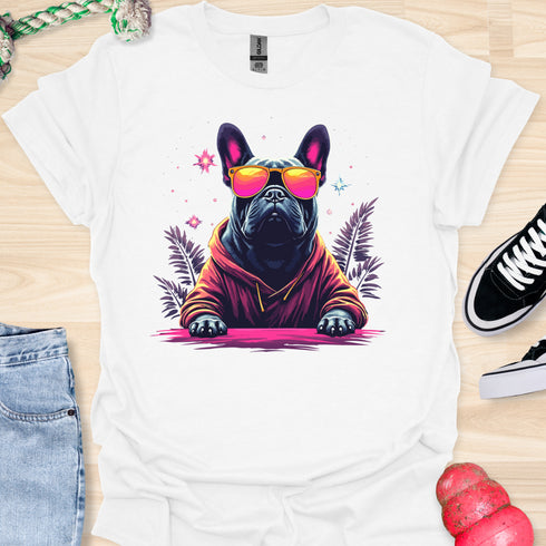 Retro Frenchie with Sunglasses - V3 - Retro Three T-Shirt